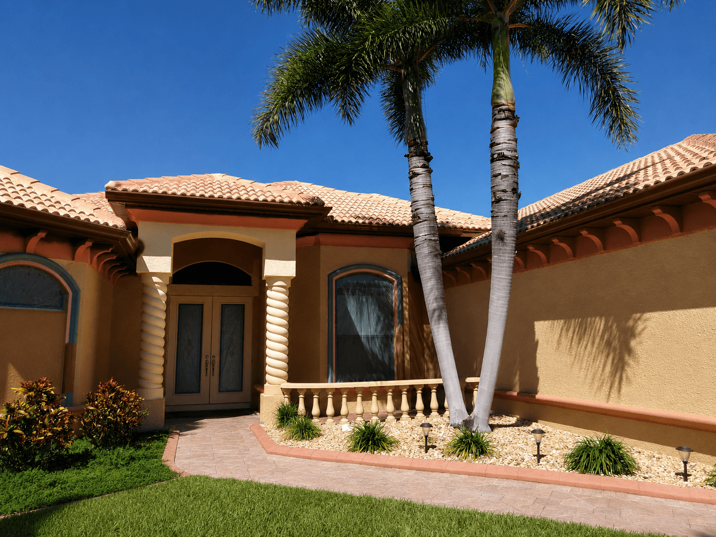 Freshly painted two-story residential home exterior